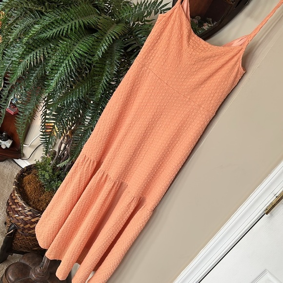 NWOT WAYF Iris Ruffle Hem Midi Dress Orange Ruched Lace Up Cutouts Bodycon Sexy - Picture 15 of 16